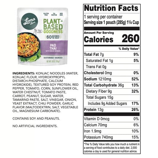 Loma Linda Pad Thai with Konjac Noodles Packet – 10 oz.