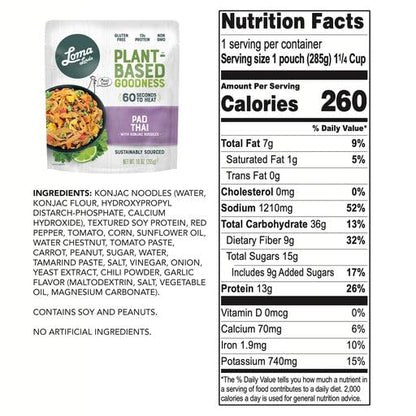 Loma Linda Pad Thai with Konjac Noodles Packet – 10 oz.
